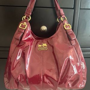 COACH Madison Patent Leather Maggie Shoulder Bag - Orchid color